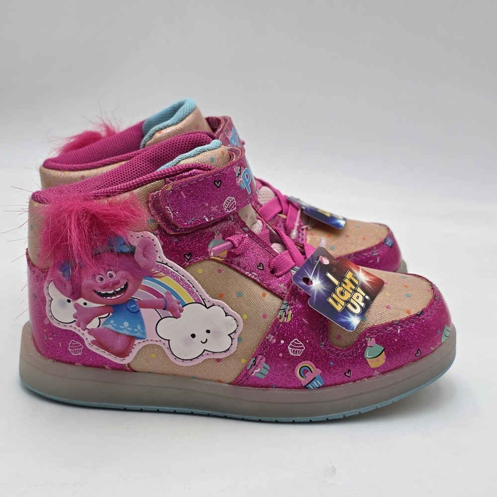 DreamWorks TROLLS Hello Happy Light-Up Girls High Top Kid Sneakers Size 11 NWOB
